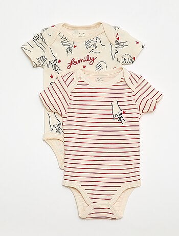 Pack de 2 bodies estampados family 'Agathe Sorlet x Kiabi' - San Valentín