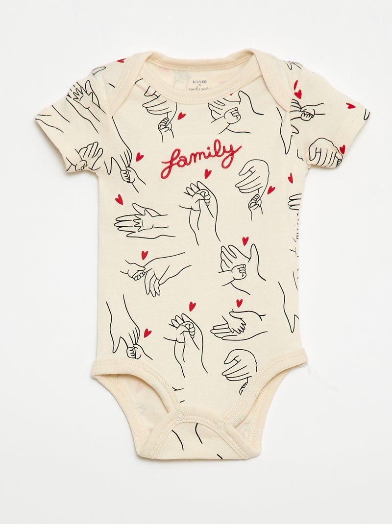 Pack de 2 bodies estampados family 'Agathe Sorlet x Kiabi' - San Valentín Blanco - Kiabi