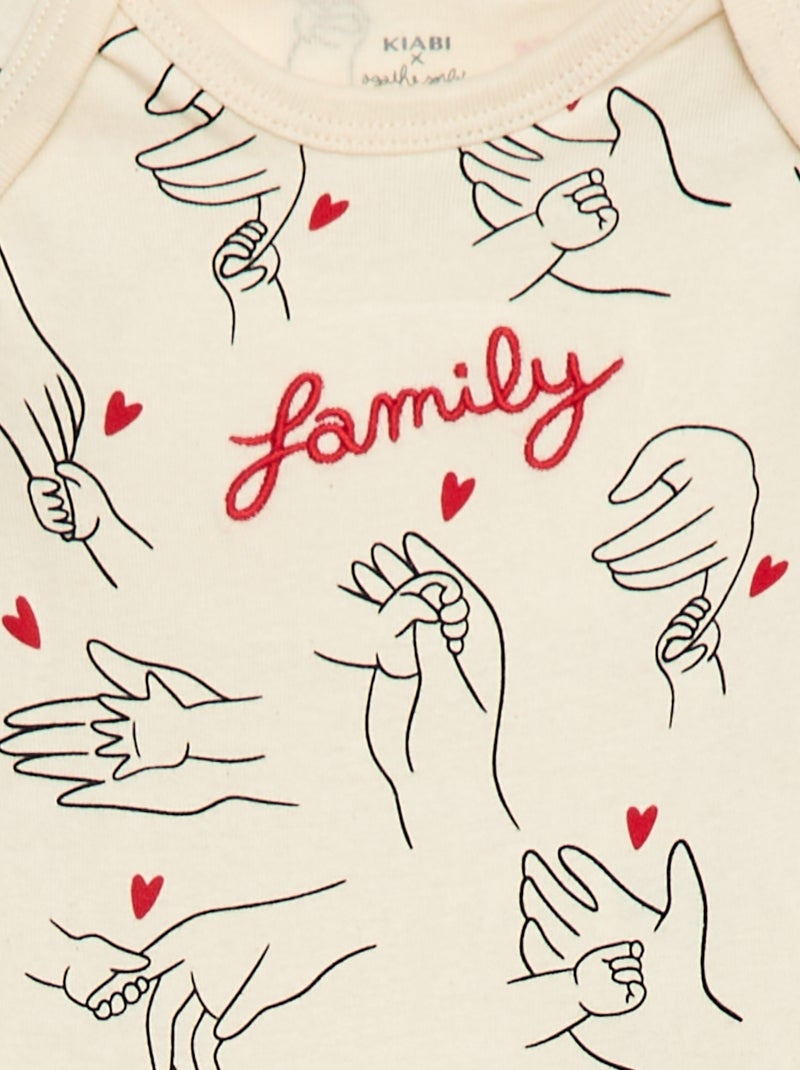 Pack de 2 bodies estampados family 'Agathe Sorlet x Kiabi' - San Valentín Blanco - Kiabi