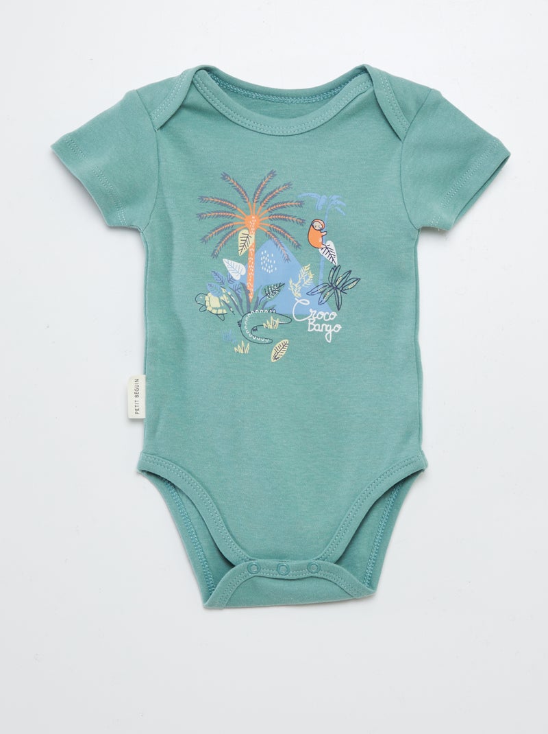 Pack de 2 bodies estampados 'Petit Béguin' VERDE - Kiabi