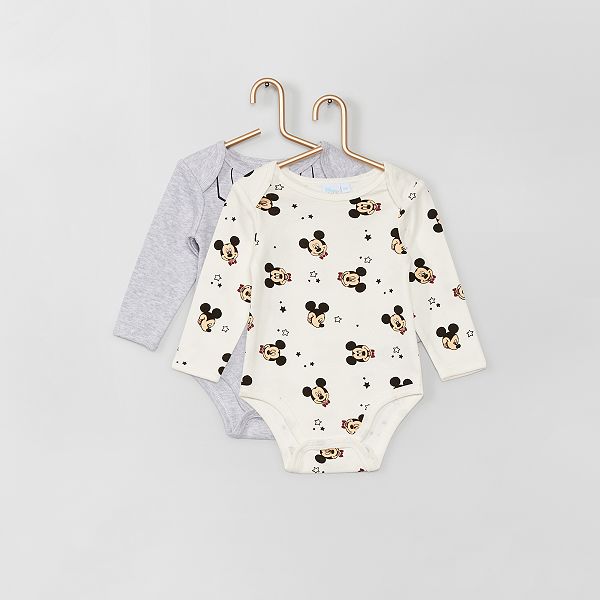 Pack de 2 bodies 'Mickey' bebé niño - gris/blanco - Kiabi - 11,00€