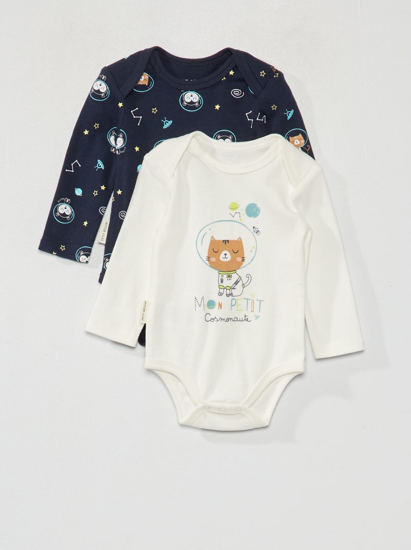Pack de 2 bodies 'Petit Beguin' azul/blanco - Kiabi