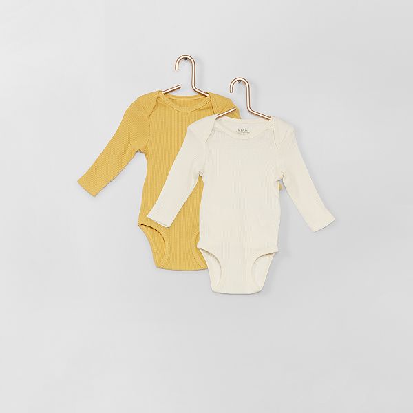 Pack de 2 bodies sin automáticos bebé niña - AMARILLO - Kiabi - 6,00€