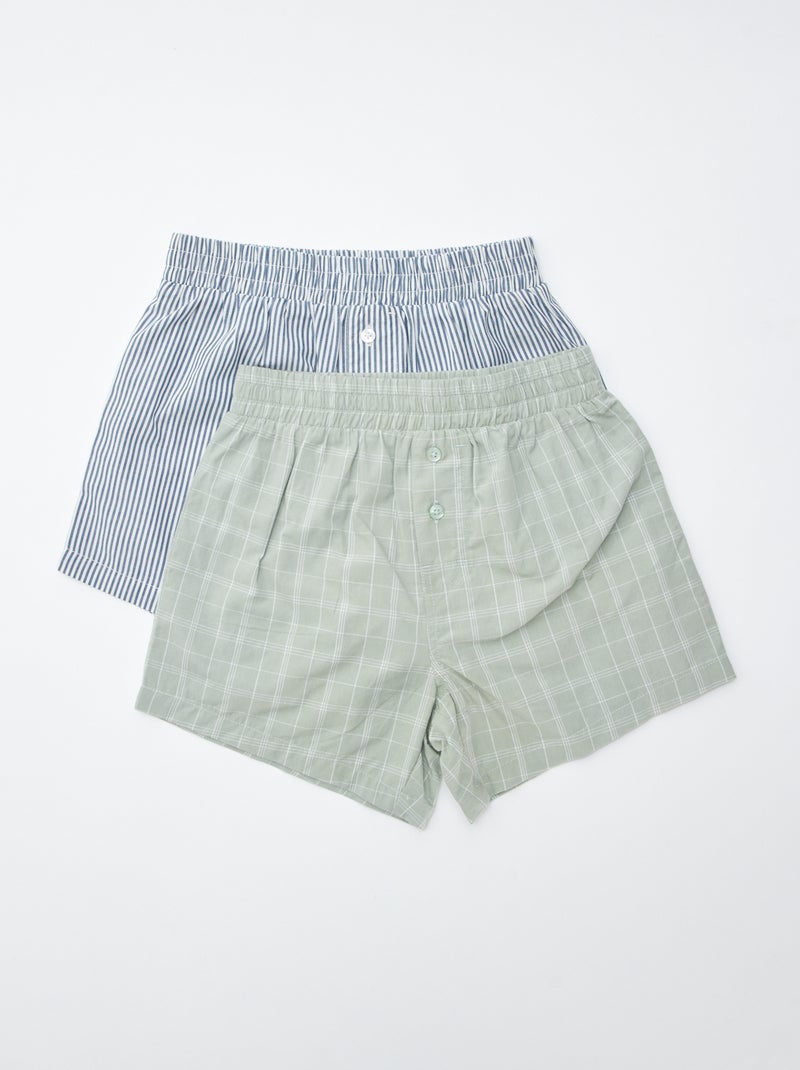 Pack de 2 bóxers a cuadros Verde - Kiabi