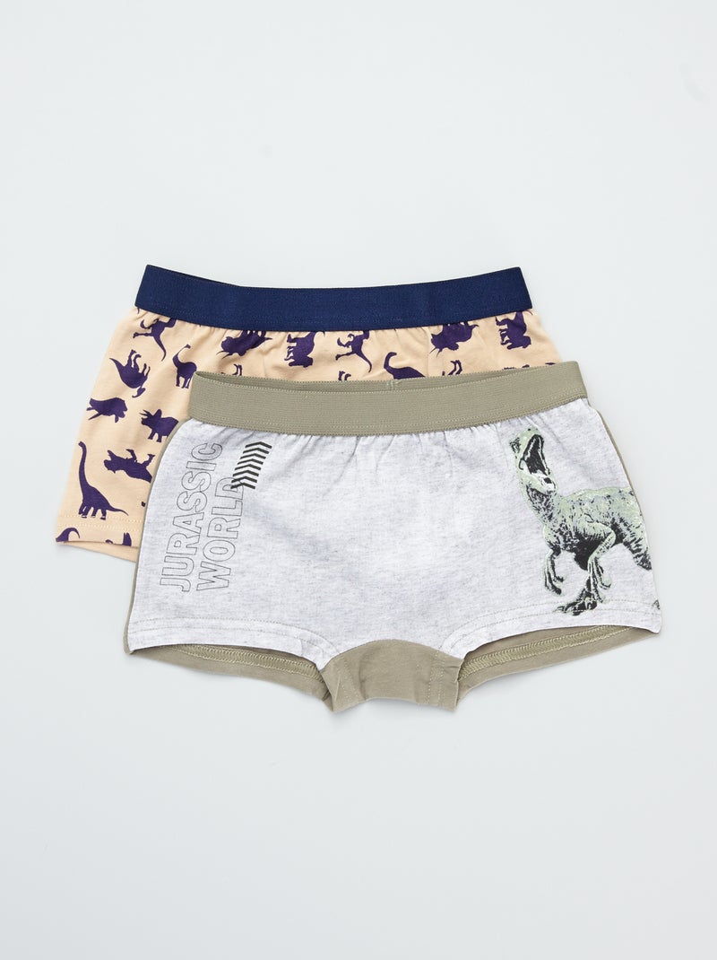Pack de 2 boxers 'Jurassic World' gris/beige - Kiabi