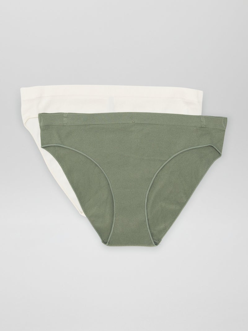 Pack de 2 bragas de canalé BLANCO - Kiabi