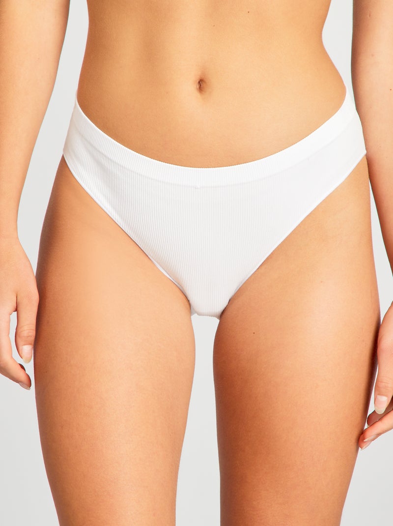 Pack de 2 bragas de canalé BLANCO - Kiabi