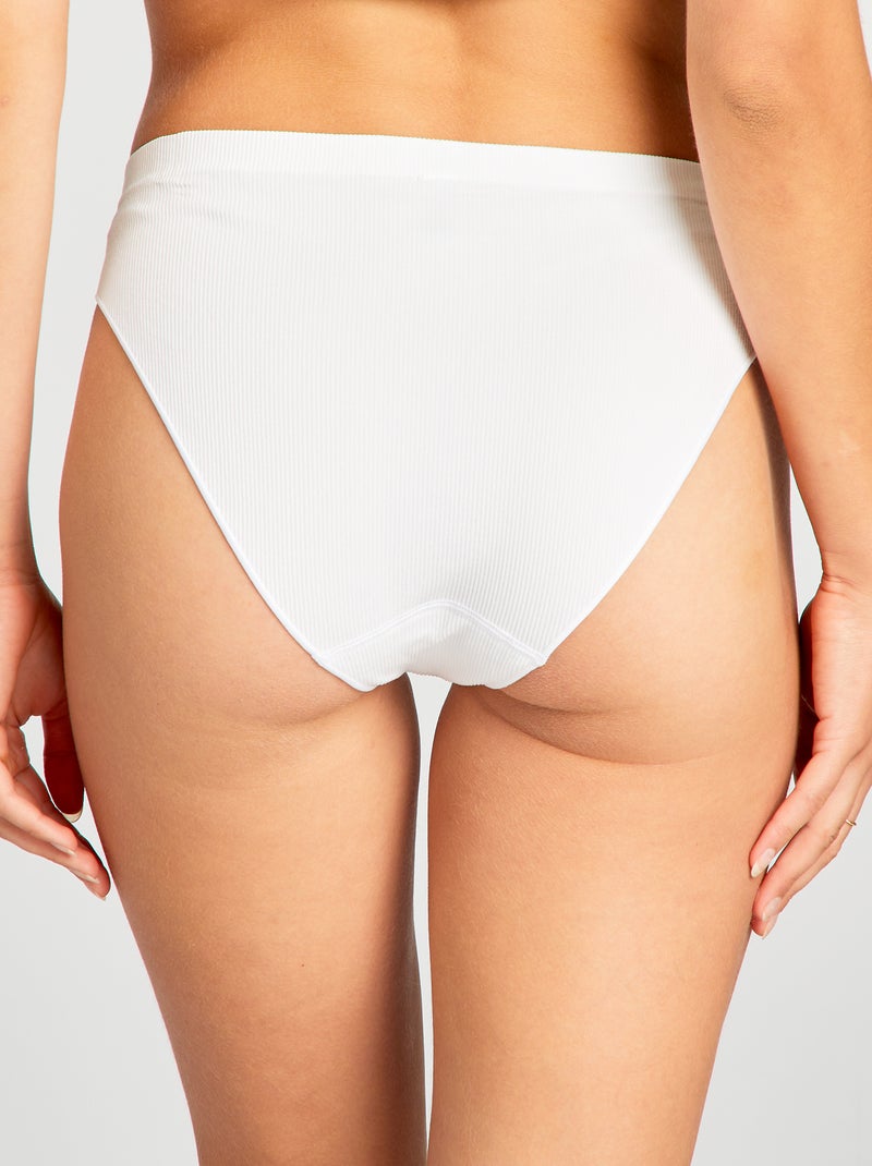 Pack de 2 bragas de canalé BLANCO - Kiabi