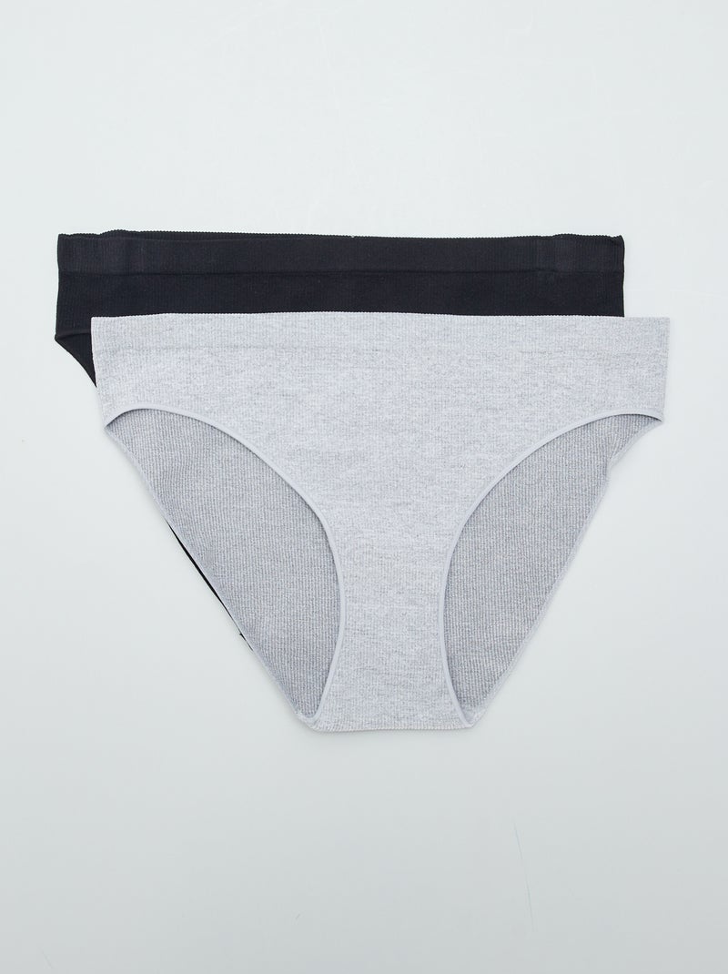 Pack de 2 bragas de canalé GRIS - Kiabi