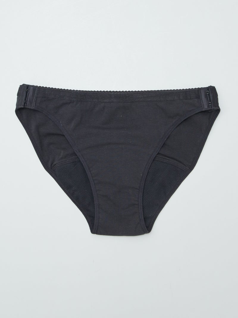 Pack de 2 bragas menstruales lavables de algodón - colección fácil de poner negro - Kiabi