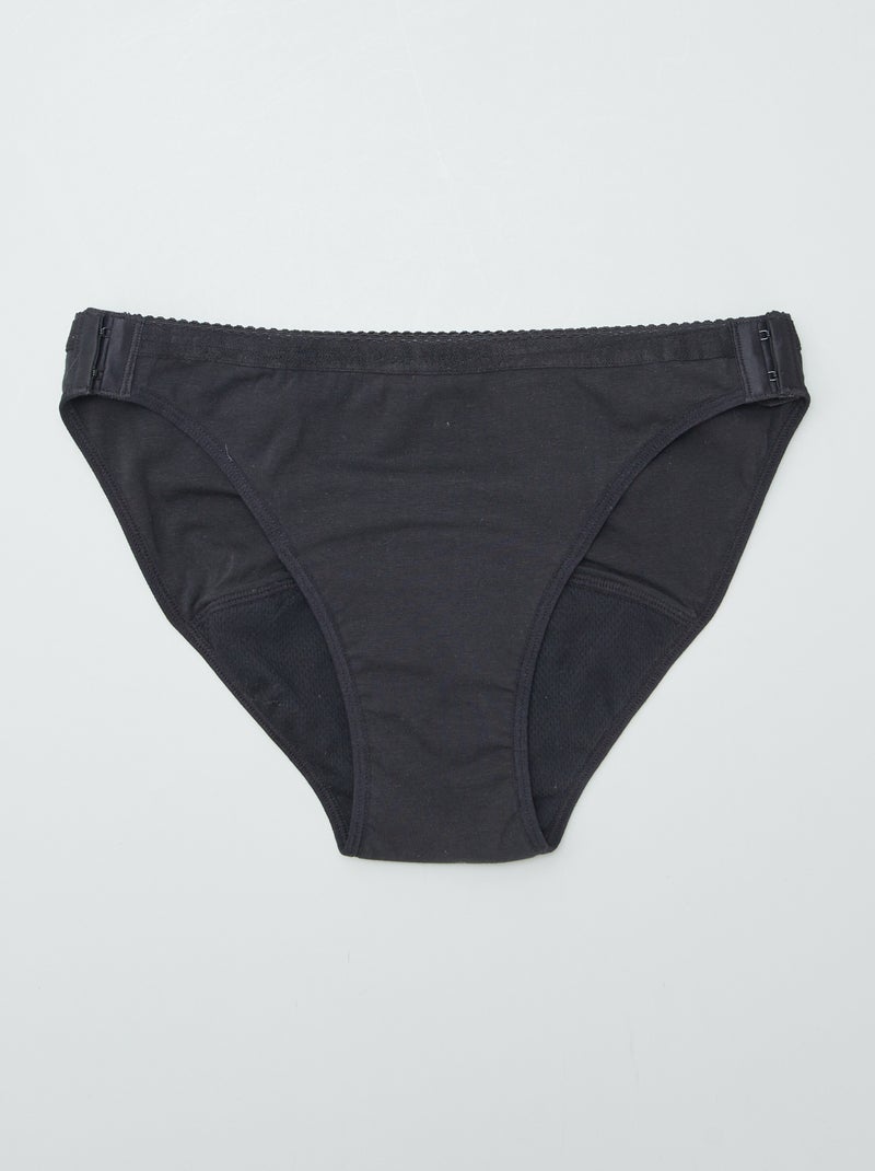 Pack de 2 bragas menstruales lavables de algodón - colección fácil de poner negro - Kiabi