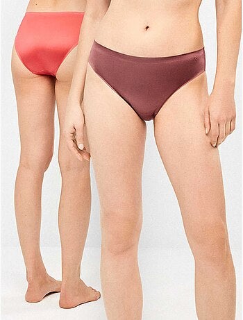 Pack de 2 bragas sin costuras en tejido micrifibra satinada