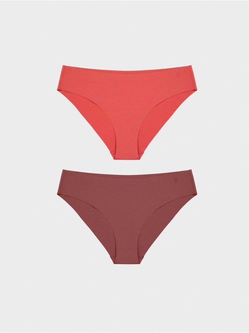 Pack de 2 bragas sin costuras en tejido micrifibra satinada - Kiabi Pack de 2 bragas sin costuras en tejido micrifibra satinada - Kiabi