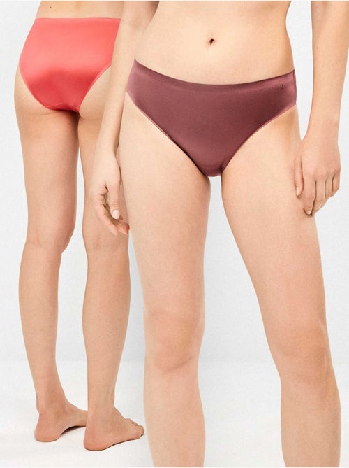 Pack de 2 bragas sin costuras en tejido micrifibra satinada - Kiabi Pack de 2 bragas sin costuras en tejido micrifibra satinada - Kiabi