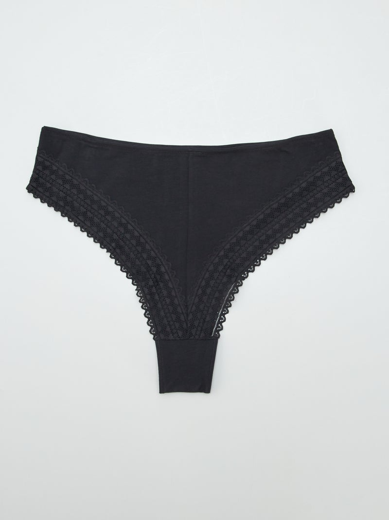 Pack de 2 braguitas brasileñas con encaje NEGRO - Kiabi