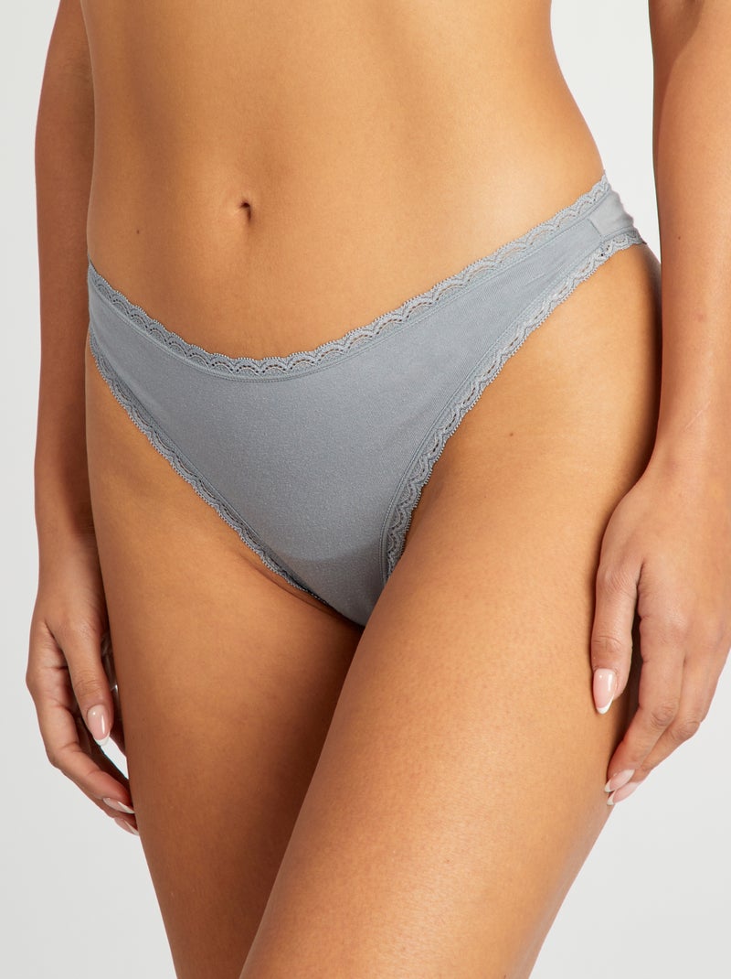 Pack de 2 braguitas brasileñas de algodón AZUL - Kiabi