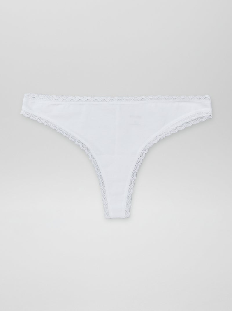 Pack de 2 braguitas brasileñas de algodón blanco - Kiabi
