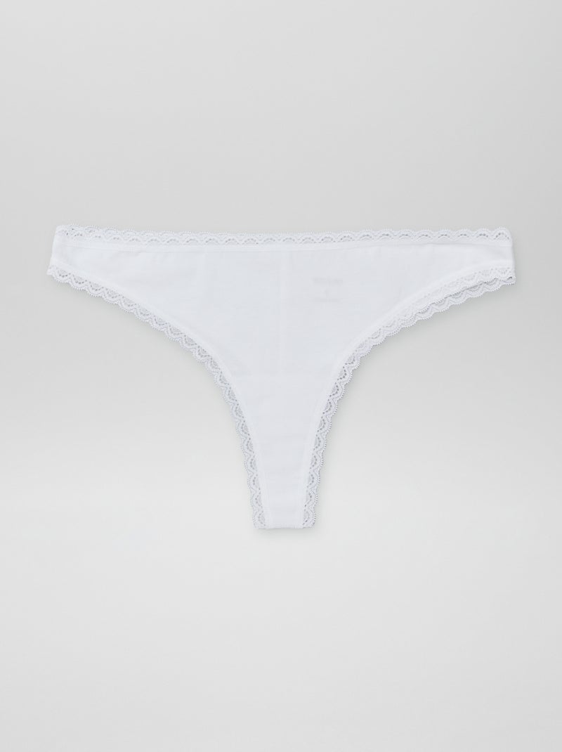 Pack de 2 braguitas brasileñas de algodón blanco - Kiabi