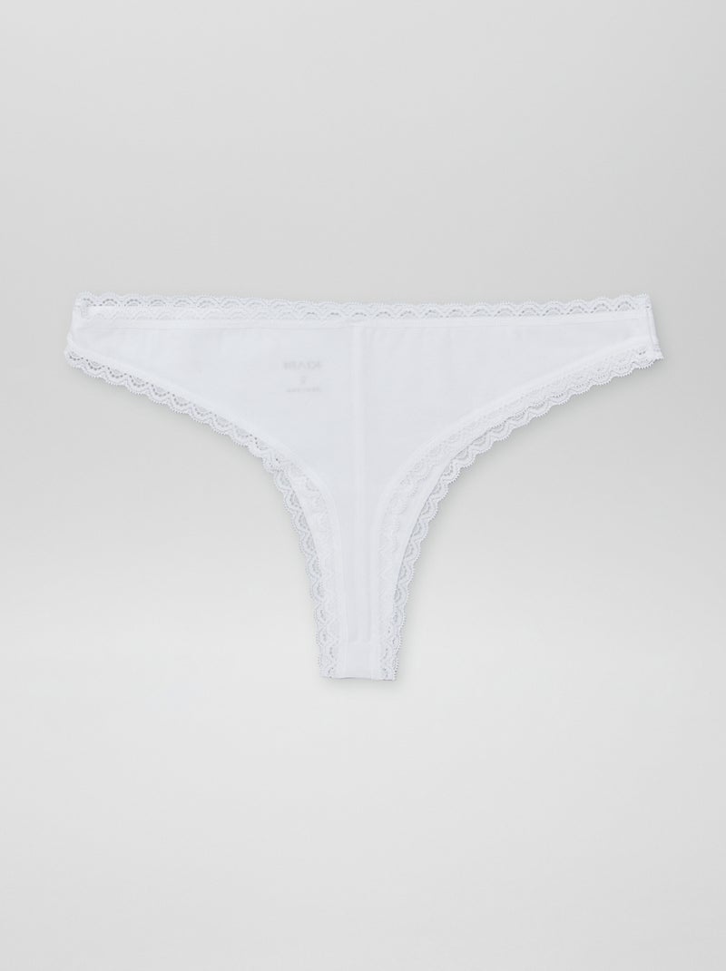 Pack de 2 braguitas brasileñas de algodón blanco - Kiabi