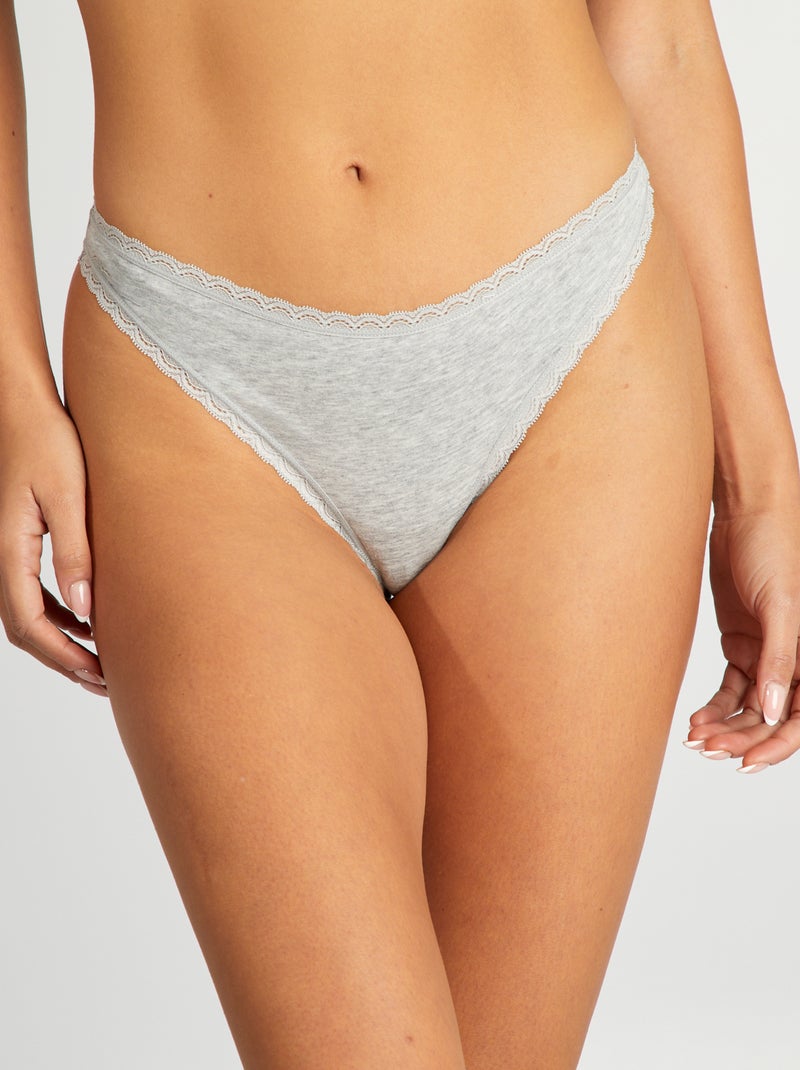 Pack de 2 braguitas brasileñas de algodón GRIS - Kiabi