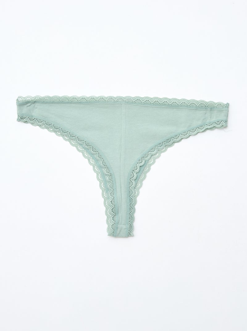 Pack de 2 braguitas brasileñas de algodón VERDE - Kiabi