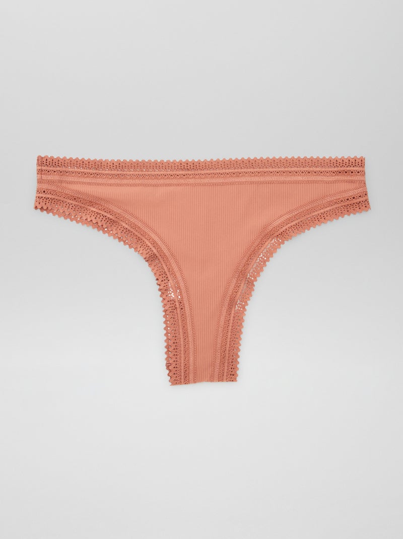 Pack de 2 braguitas brasileñas de canalé ROSA - Kiabi