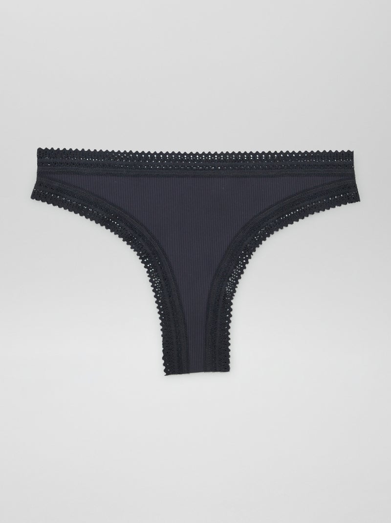 Pack de 2 braguitas brasileñas de canalé ROSA - Kiabi