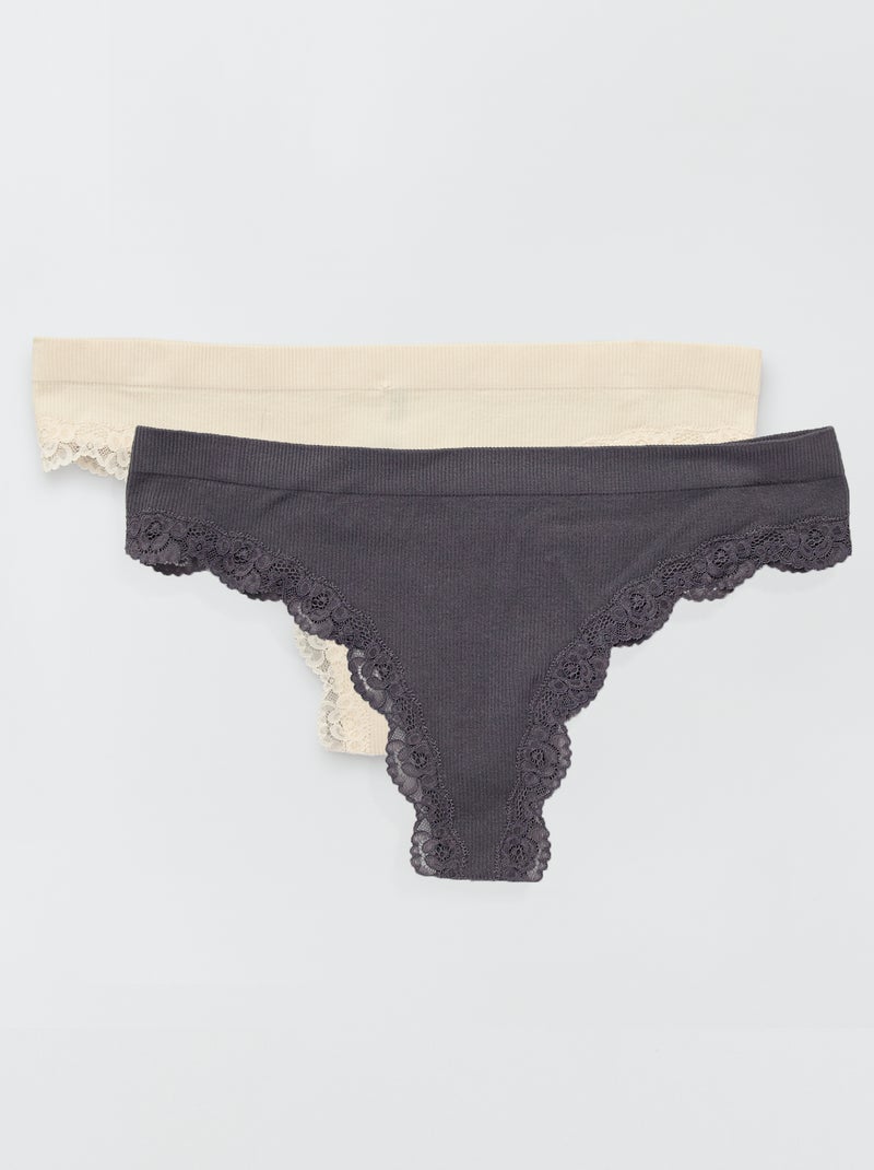 Pack de 2 braguitas brasileñas sin costuras BEIGE - Kiabi