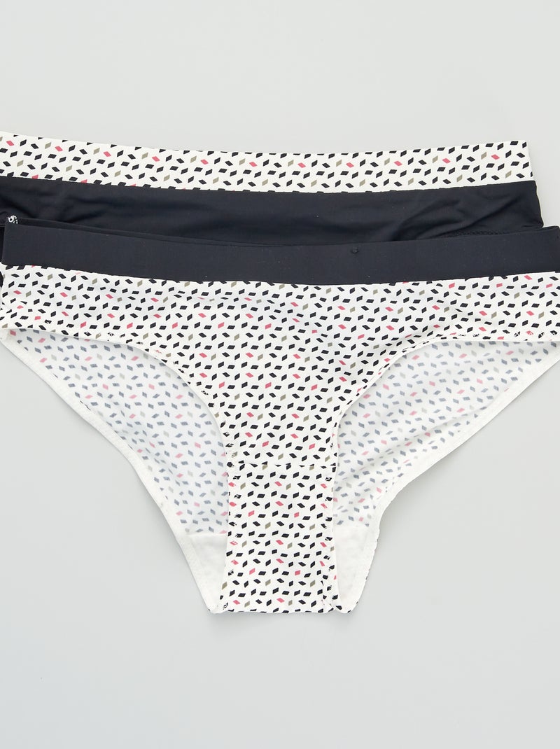 Pack de 2 braguitas con estampado 'Envie de lingerie' negro/blanco - Kiabi