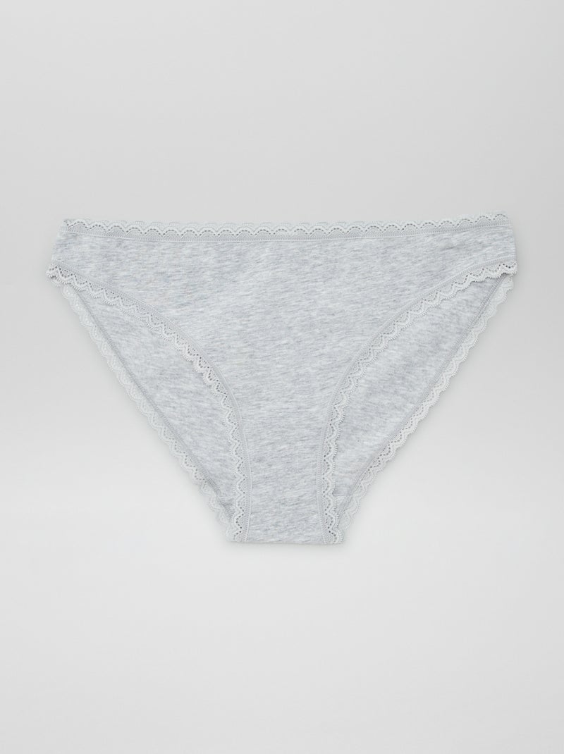 Pack de 2 braguitas de algodón GRIS - Kiabi