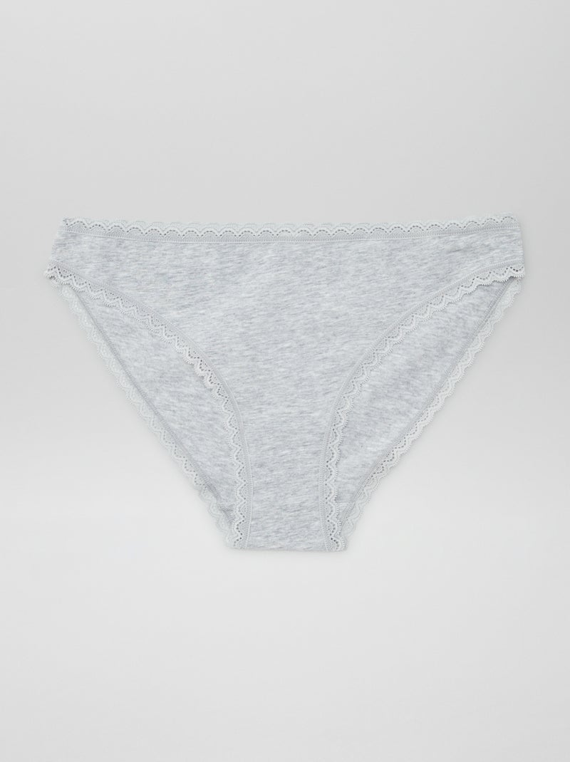 Pack de 2 braguitas de algodón GRIS - Kiabi