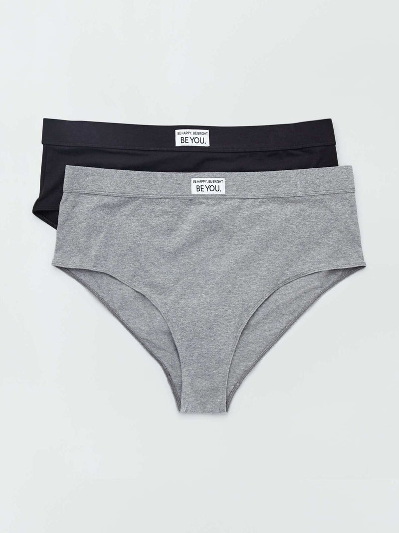 Pack de 2 braguitas de algodón GRIS - Kiabi