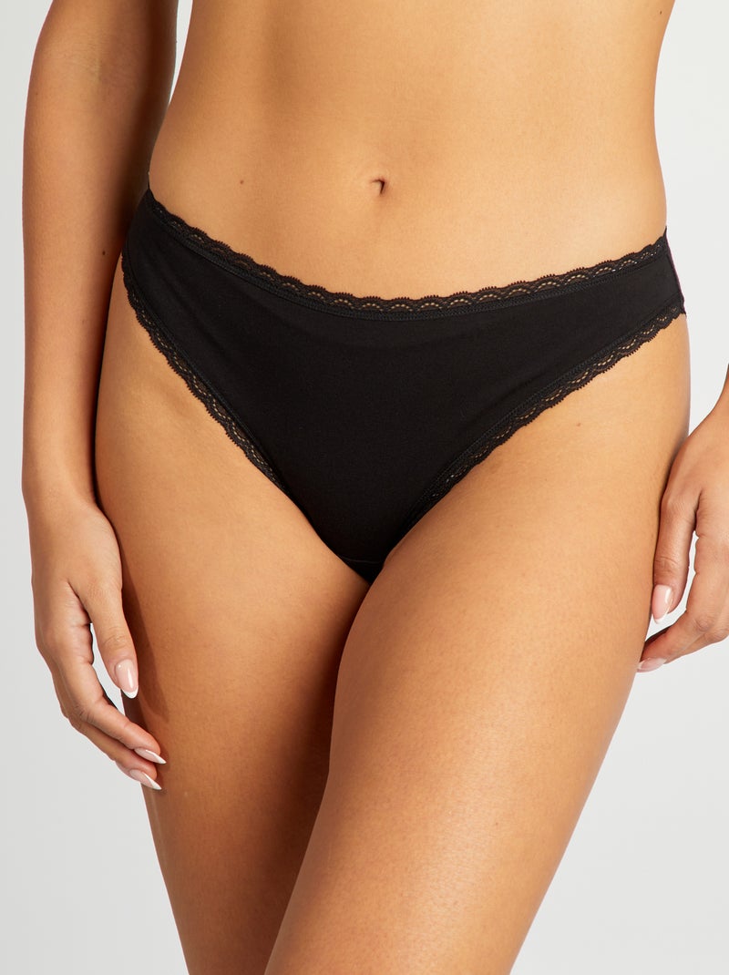 Pack de 2 braguitas de algodón negro - Kiabi