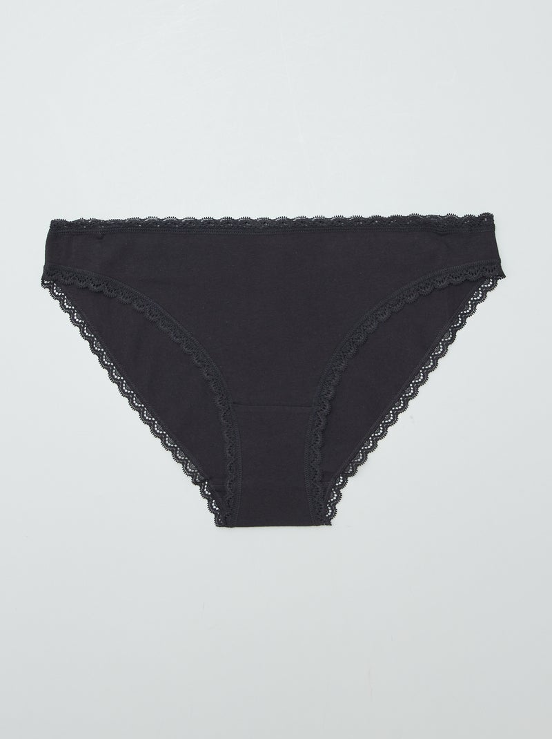 Pack de 2 braguitas de algodón negro - Kiabi