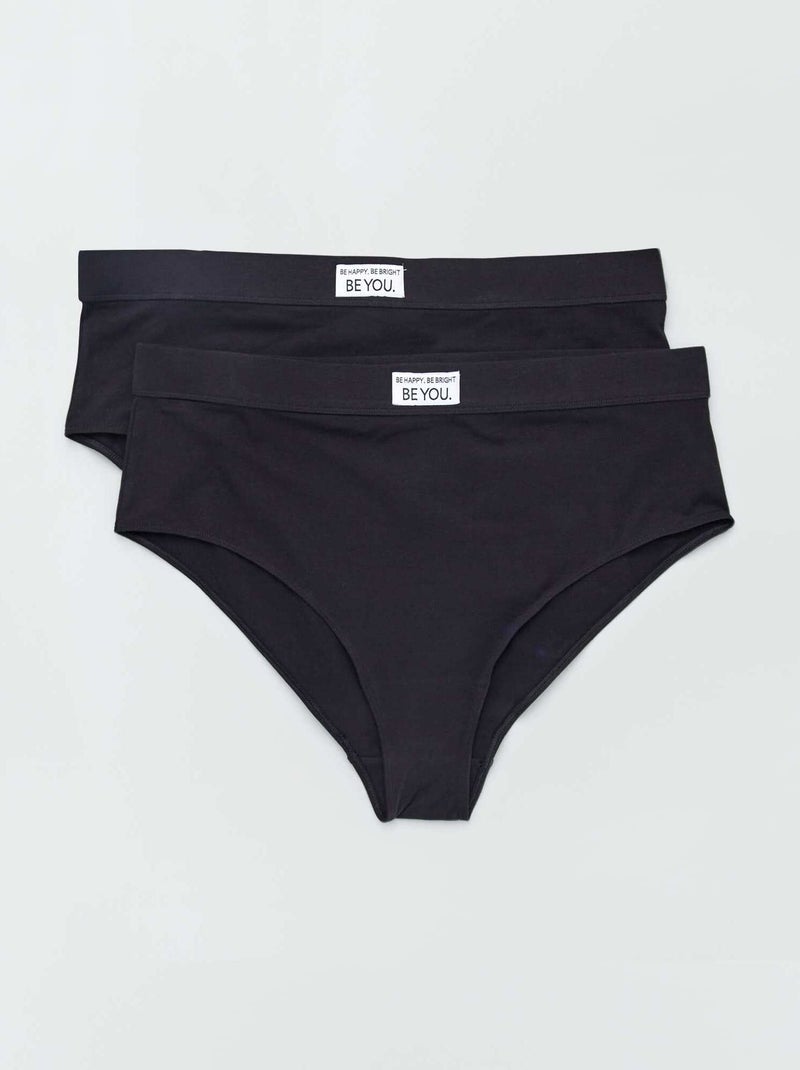 Pack de 2 braguitas de algodón negro - Kiabi