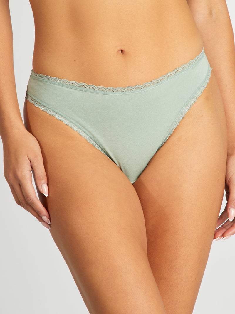Pack de 2 braguitas de algodón VERDE - Kiabi