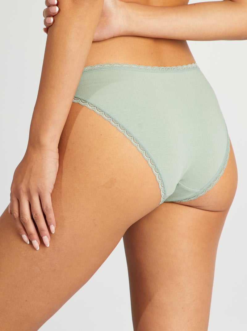 Pack de 2 braguitas de algodón VERDE - Kiabi