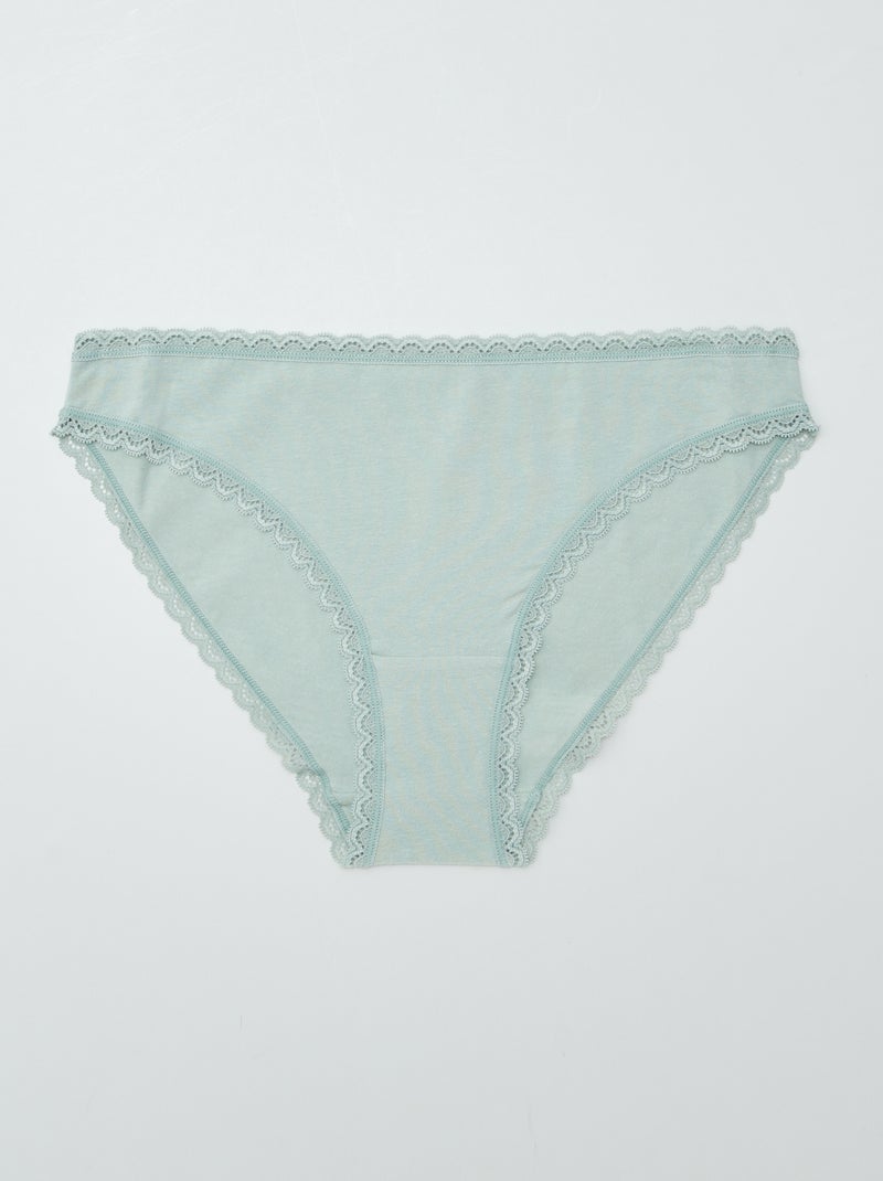Pack de 2 braguitas de algodón VERDE - Kiabi