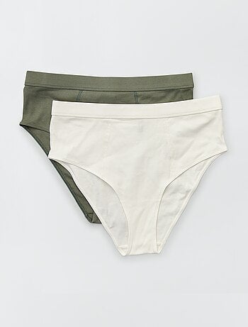 Pack de 2 braguitas de canalé fino de algodón