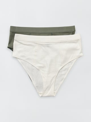 Pack de 2 braguitas de canalé fino de algodón