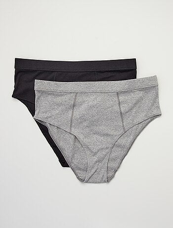 Pack de 2 braguitas de canalé fino de algodón