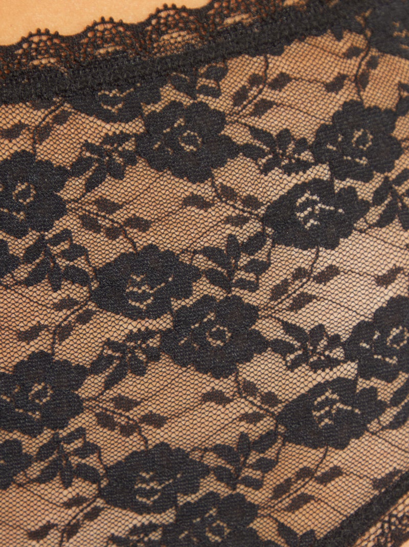 Pack de 2 braguitas de encaje de talle alto negro - Kiabi