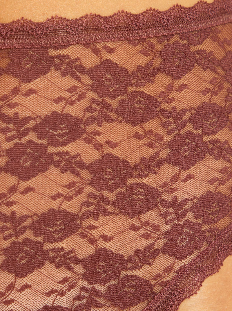 Pack de 2 braguitas de encaje de tiro alto ROSA - Kiabi