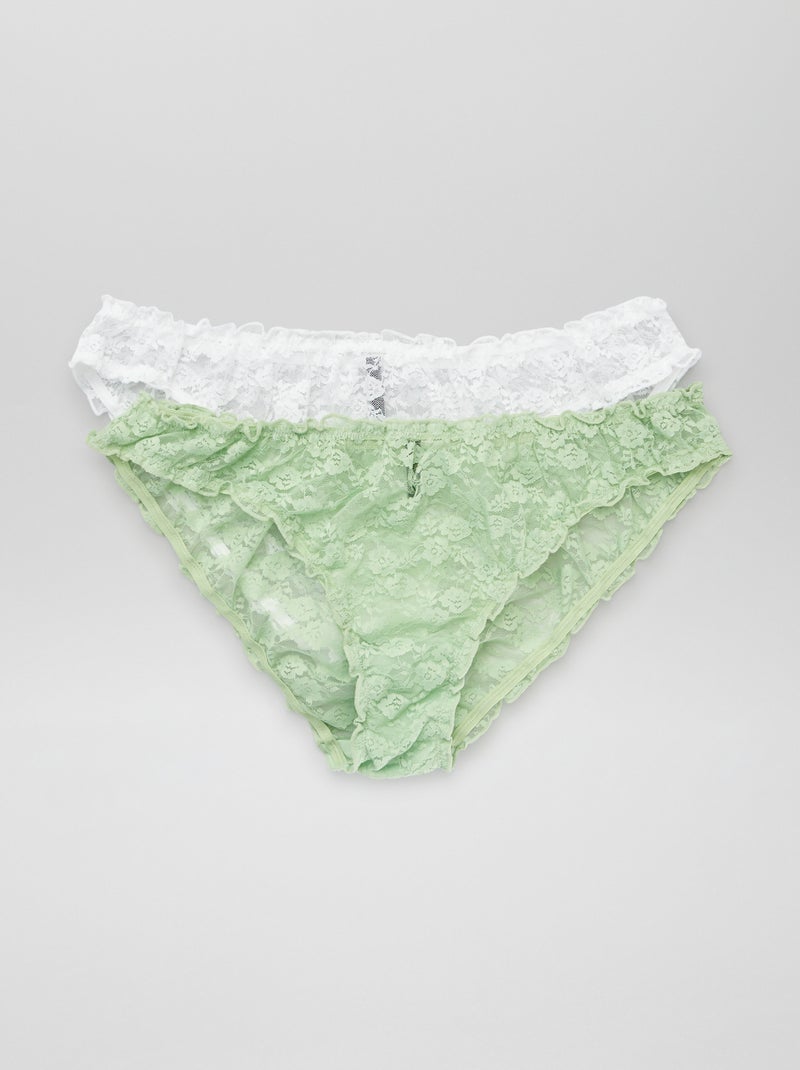 Pack de 2 braguitas de encaje verde iris - Kiabi