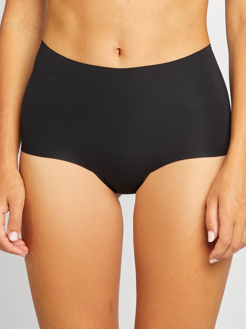Pack de 2 braguitas de tiro alto invisibles NEGRO - Kiabi