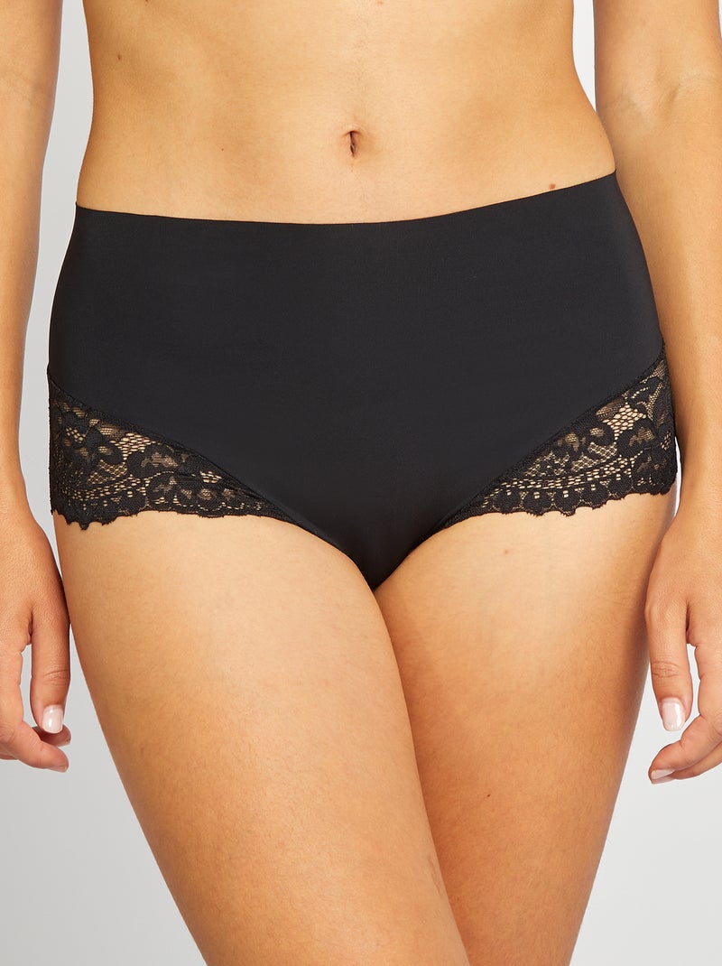 Pack de 2 braguitas de tiro alto NEGRO - Kiabi
