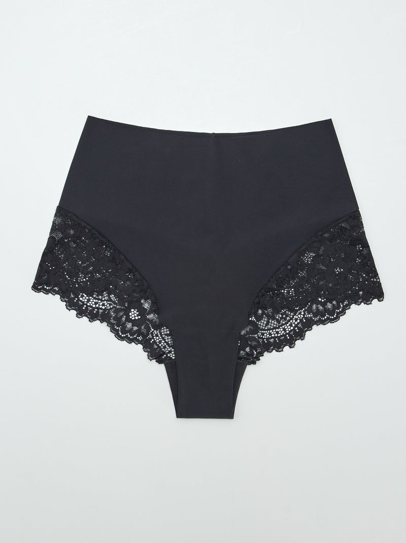 Pack de 2 braguitas de tiro alto NEGRO - Kiabi