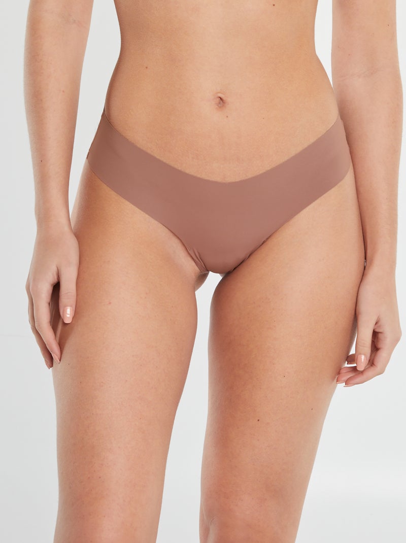 Pack de 2 braguitas invisibles de microfibra MARRON - Kiabi