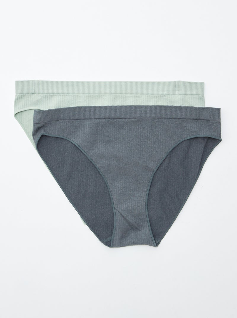 Pack de 2 braguitas lisas Verde - Kiabi