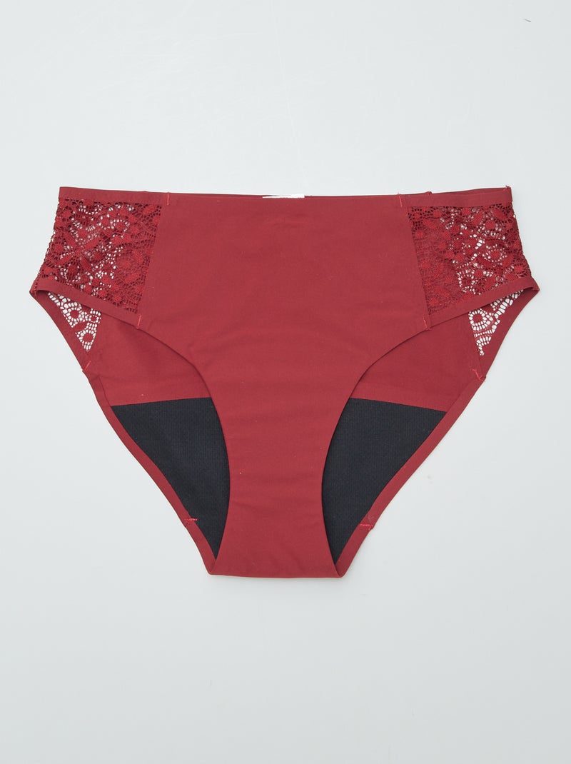 Pack de 2 braguitas menstruales flujo ligero ROJO - Kiabi